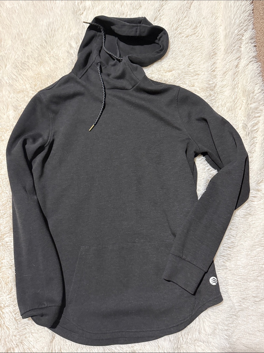 Men's Black Turtleneck Hoodie - Minimal Pullover